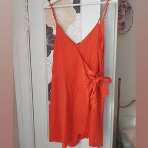 NWT Red Linen Wrap Dress